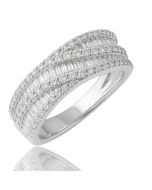 10KT White Gold Baguette Men Ring with 1.25 CTW and 5.17g - 25.46mm