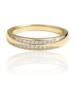 10KT White Gold Men's Diamond Crossover Band 0.10 CTW – 2.49g, 24.76mm Wide