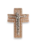 14KT Rose Gold Jesus Cross Ring – 2.00 CTW Baguette Diamonds, 12.75g, 27.73mm Wide