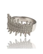 10K White Gold Irregular Baguette Diamond Ring – 2.30 CTW, 9.19g, 24.93mm Wide