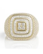 10K White Gold Men's Diamond Ring – 2.90 CTW | 8.71g | 24.90mm Wide | Square Cluster