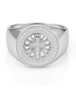 10K White Gold Men's Cross Ring – 0.30 CTW | 7.7g | 23.30mm Wide