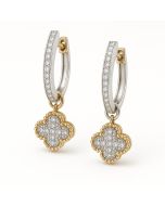 10KT Gold Women’s Clover Dangle Earrings 0.90CTW Diamond 4.25g 7.92mm