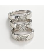 10KT White Gold with 0.75CT Natural Diamonds- TRIO SET