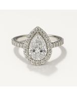 14K White Gold Pear Shape Halo Engagement Ring – 2.05 CT IGI Certified Lab Diamond with 1.30 CT Accent Stones