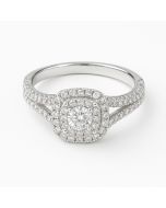 14k White Gold three Rows Diamond with Split Shank  - 2.0CTW Lab Diamonds and 4.43GW
