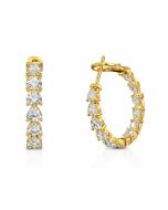 10K Yellow Gold Heart-Shape Diamond Hoop Earrings – 2.26 CT Lab-Grown Diamonds