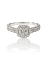 10K White Gold Halo Engagement Ring with 0.34 CTW Natural Diamonds, SI Clarity, G-H Color