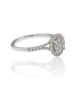 10K White Gold Diamond Engagement Ring, 0.25 CTW Natural Diamonds, Halo Design, S1 Clarity, G-H Color