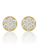 14KT Yellow Gold Stud Earrings 1.55CTW Natural Diamond 10-Pointer 9.50mm