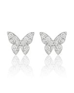 14KT White Gold Butterfly Stud Earrings 0.38CTW Natural Diamond 1.17g 9.38mm Wide