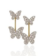 10KT Gold Two-Butterfly Women Stud Earrings – 2.20 CTTW – Dual Design