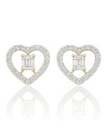 10KT White Gold Heart Women Studs with 0.42CT Natural Diamonds- 2.39g - 10.56mm wide