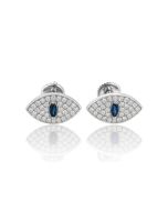 10KT Evil Eye Women Studs with 0.3CT of Natural Diamonds - 1.6g - 11.38mm wide