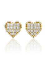 10KT Yellow Gold Heart Shape Women Studs with 0.19CT Natural diamonds - 1.19g - 8.45mm wide