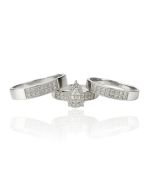 10KT White Gold with 0.45CT Natural Diamonds - TRIO SET