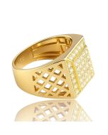 14K White Gold Square Ring – 0.93 CTW | 11.4g | 23.88mm Wide | Round Diamonds