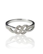 10KT White Gold Diamond Infinity Ring, 0.12 CTW Natural Diamonds, Twist Design
