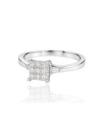 10K Gold Diamond Square Cluster Ring, 0.40 CTW Natural Diamonds