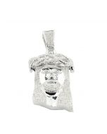 Jesus Face Pave Set Diamond 0.7cttw 925 Sterling Silver Diamond Charm