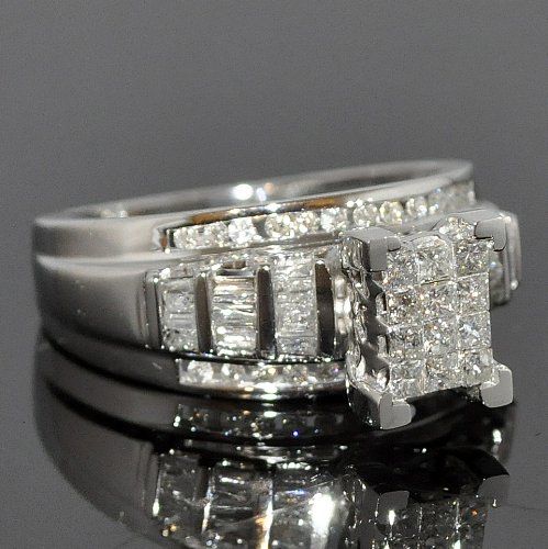 StyleRocks Princess Cut Diamond 9kt White Ring Womens Jewellery Rings 