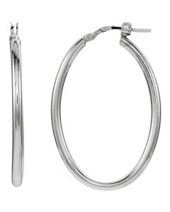 Sterling Silver 24x34mm Oval Tube Hoop Earrings