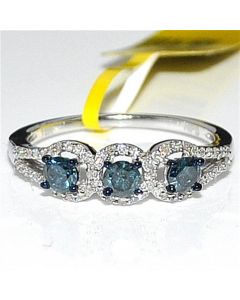 Blue Diamond Engagement Ring White Gold 0.65ct 10k Real Diamonds Promise Ring New