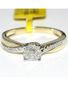 Engagement Ring 10k Gold 0.26ct Yellow Gold Real Diamond Engagement Promise Ring New