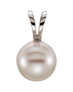 14kt White 6mm Akoya Cultured Pearl Pendant 