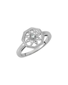 Sterling Silver .03 CTW Diamond Ring Size 7