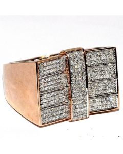 Mens rose gold diamond ring 0.5ct w 10K big Pinky wedding ring 17mm