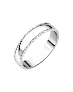 10kt White 4mm Light Milgrain Band