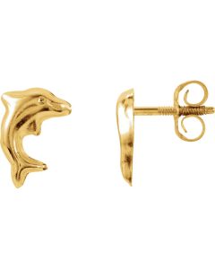 14kt Yellow Youth Dolphin Earrings