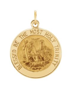 14kt Yellow 18.25mm Round Holy Trinity Medal