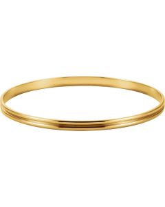 14kt Yellow 4mm Grooved Bangle Bracelet  