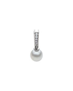 14kt White Akoya Cultured Pearl & .07 CTW Diamond Pendant 