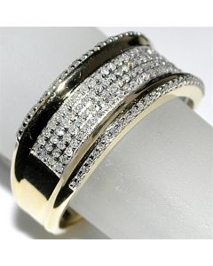 Mens Diamond Wedding Band Ring 10K Yellow Gold .45ct 10mm Wide Pave Set Ring