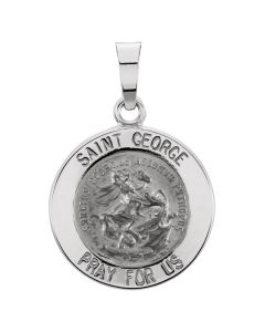 14kt White 15mm Round St. George Medal