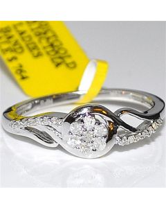 White Gold Fashion Ring 0.16ct Real Diamond 10k Fashion Right Hand Promise Engagement Ring