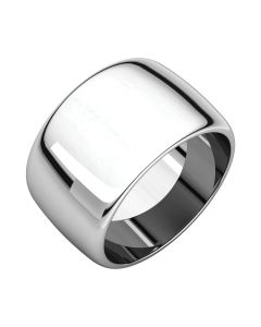 14kt White 12mm Half Round Band