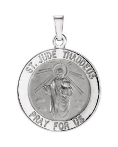 14kt White 18.25mm Round St. Jude Thaddeus Medal
