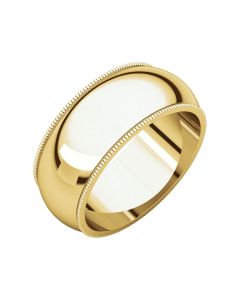 10kt Yellow 8mm Milgrain Band