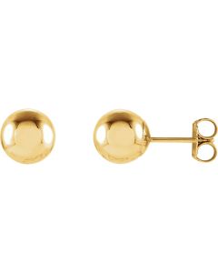 14kt Yellow 7mm Ball Earrings with Bright Finish