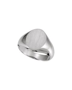 14kt White 12x10mm Oval Signet Ring