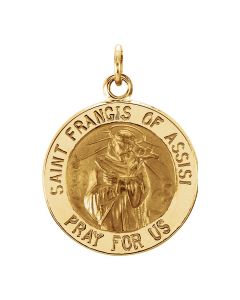 Sterling Silver 22mm Round St. Francis of Assisi Medal