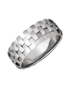 14kt White 8mm Pierced Band Size 9