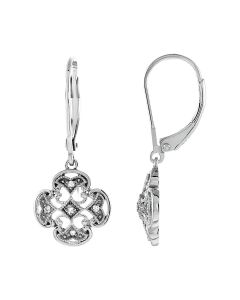 Sterling Silver .07 CTW Diamond Accented Lever Back Earrings