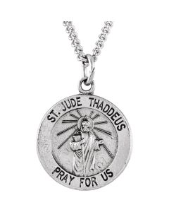 Sterling Silver 14.75 Round St. Jude Thaddeus Medal 18