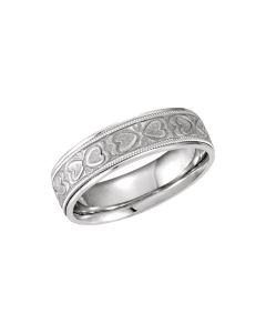 Comfort-Fit 6mm Heart Pattern Band