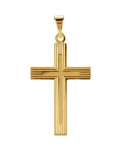 14kt Yellow 22x14mm Cross Pendant with Design